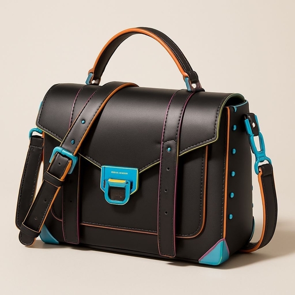 Michael Kors Manhattan Medium Contrast-Trim Leather Satchel – NWT - Retail $678 - Picture 1 of 11